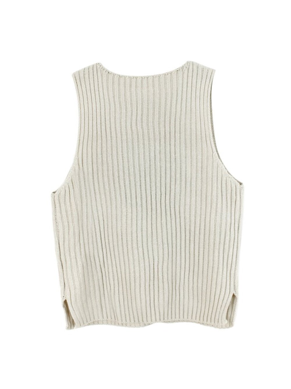 Cream Ribbed Knit Crop Tank - Picture 3 of 7